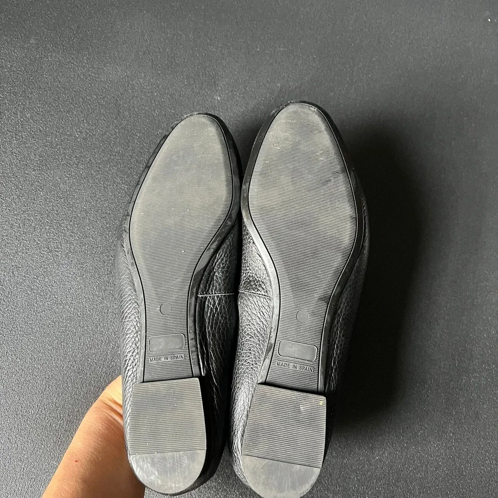 Sesto Meucci Black Pebbled Leather Ballet Flats 8.5 Minimalist Capsule Office